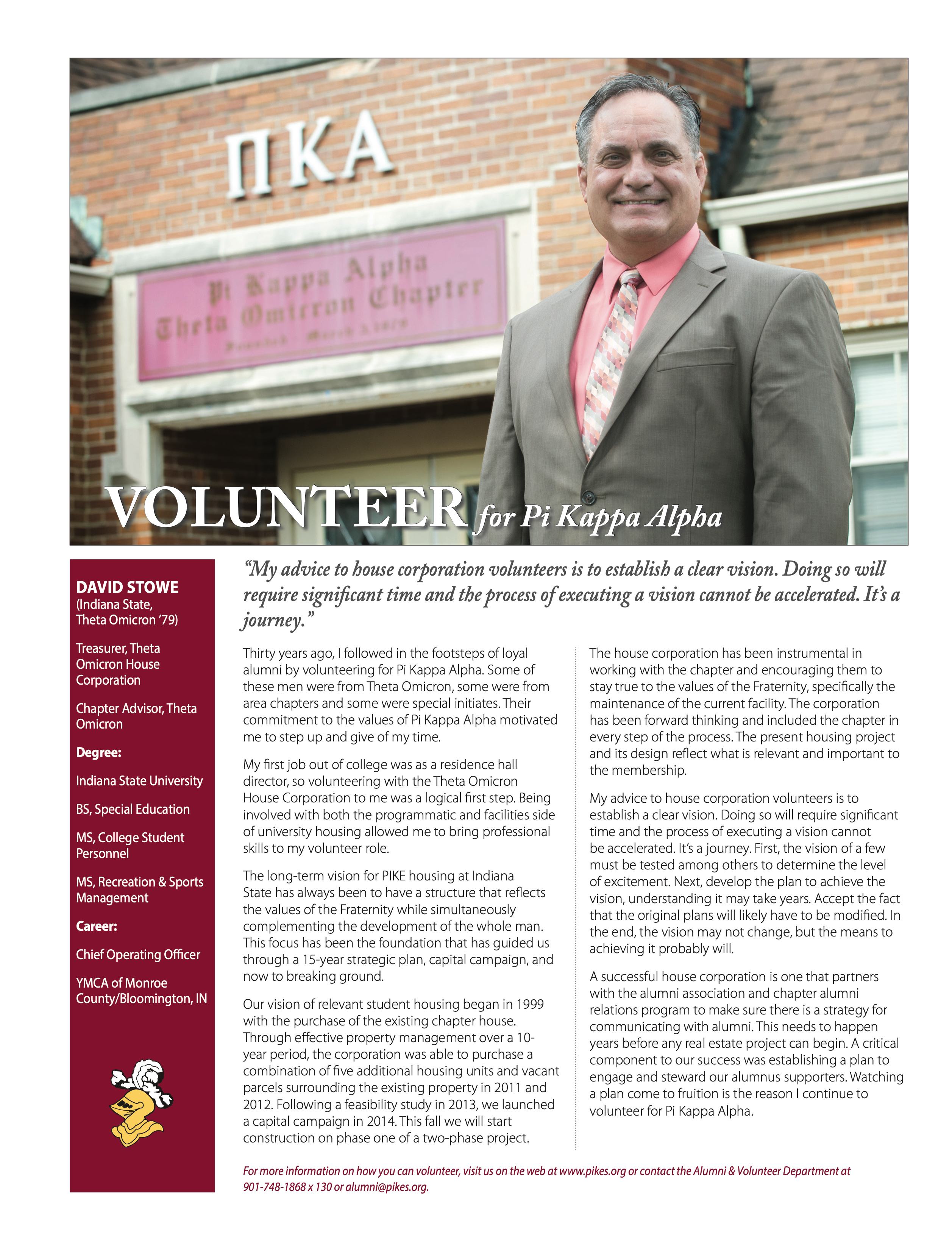 Volunteer for Pi Kappa Alpha, Summer 2015